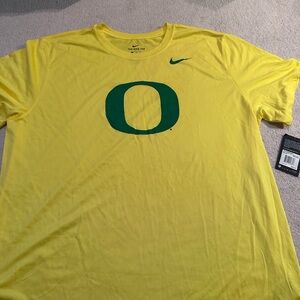 Nike Men's Bright Yellow Tee with Green Emblem